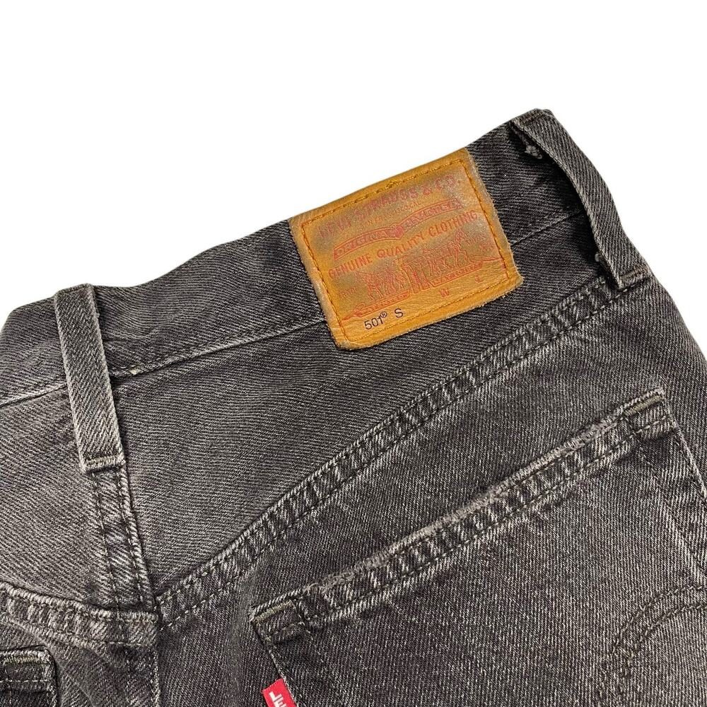 Levi Strauss &Co Black 501 Jeans Skinny ButtonFly Premium Denim Distressed 26x28 - Picture 8 of 11